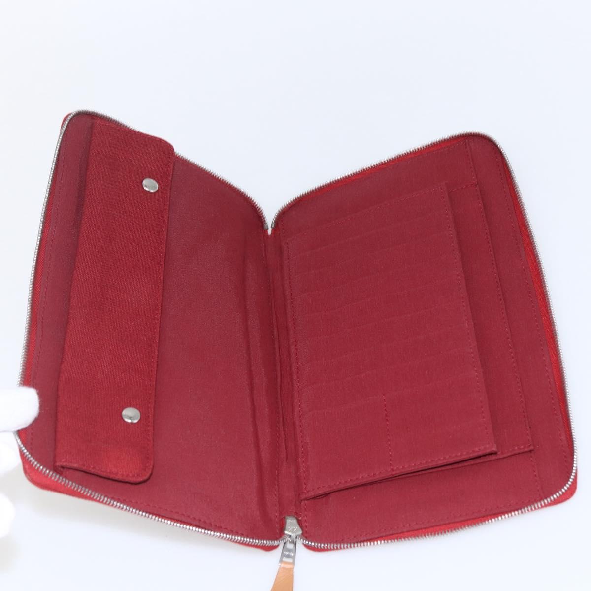 HERMES Fourre Tout Perth GM Long Wallet Canvas Red Auth ti3698