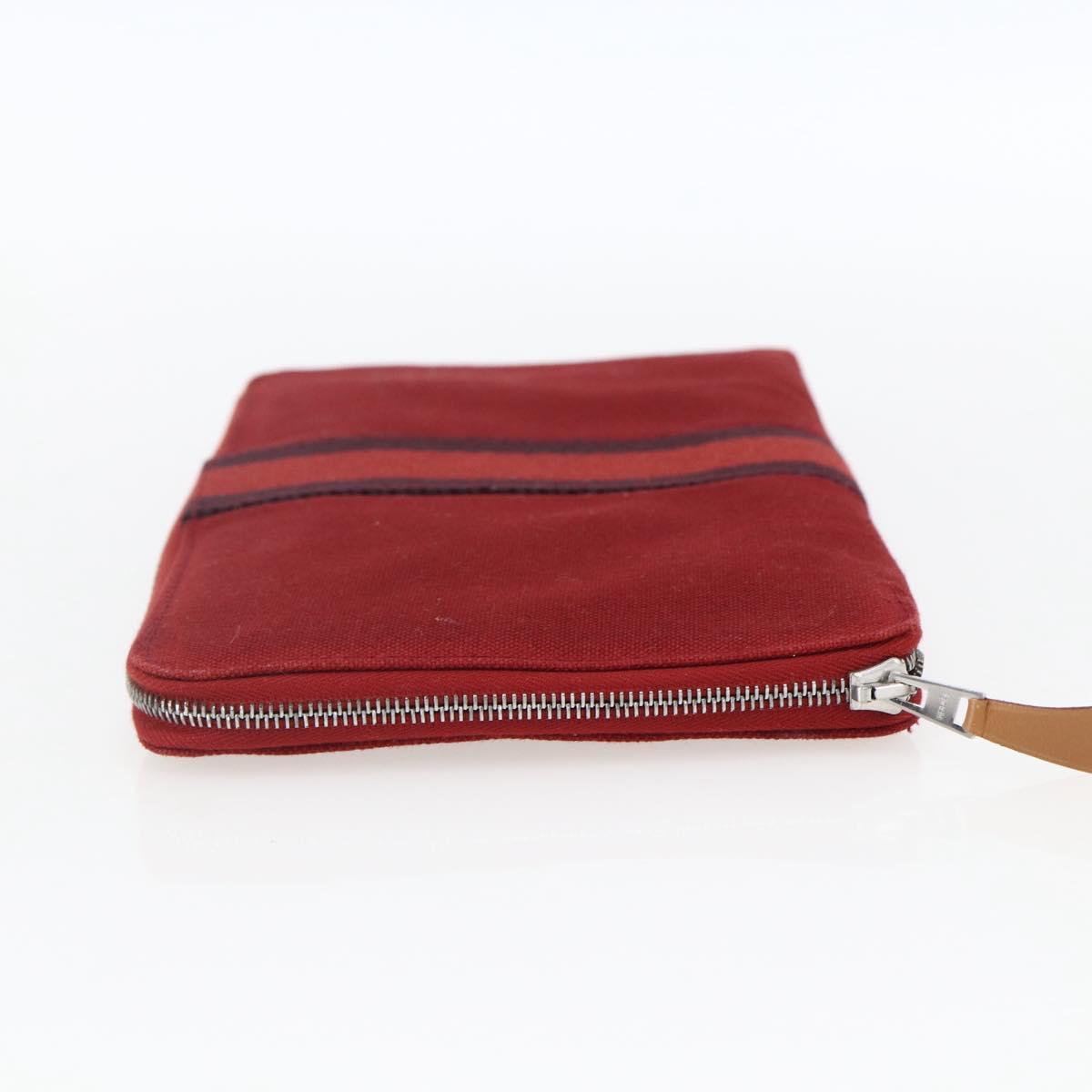 HERMES Fourre Tout Perth GM Long Wallet Canvas Red Auth ti3698