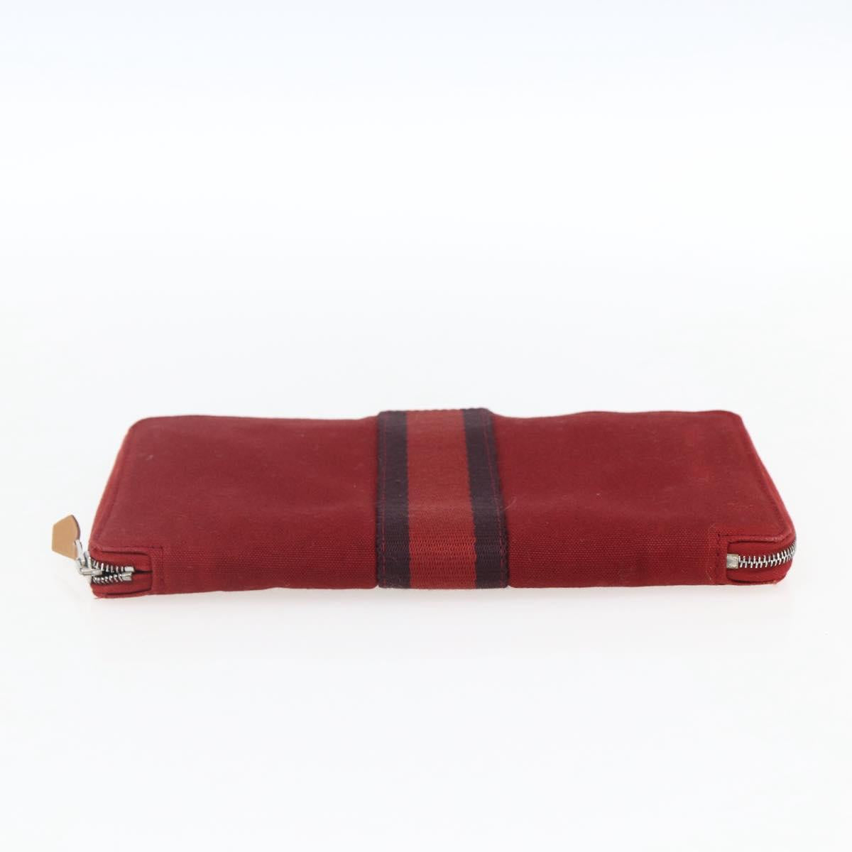 HERMES Fourre Tout Perth GM Long Wallet Canvas Red Auth ti3698