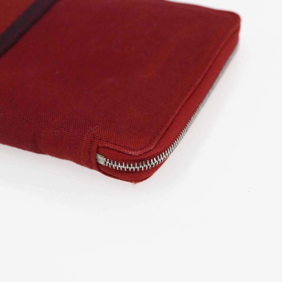 HERMES Fourre Tout Perth GM Long Wallet Canvas Red Auth ti3698