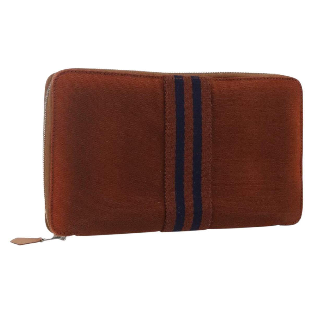 HERMES Fourre Tout Perth GM Long Wallet Canvas Brown Auth ti3699