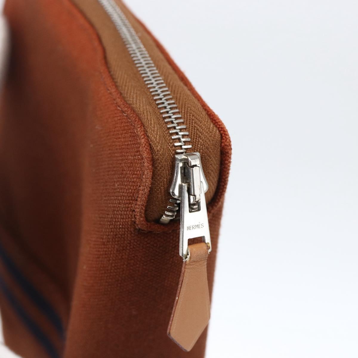 HERMES Fourre Tout Perth GM Long Wallet Canvas Brown Auth ti3699
