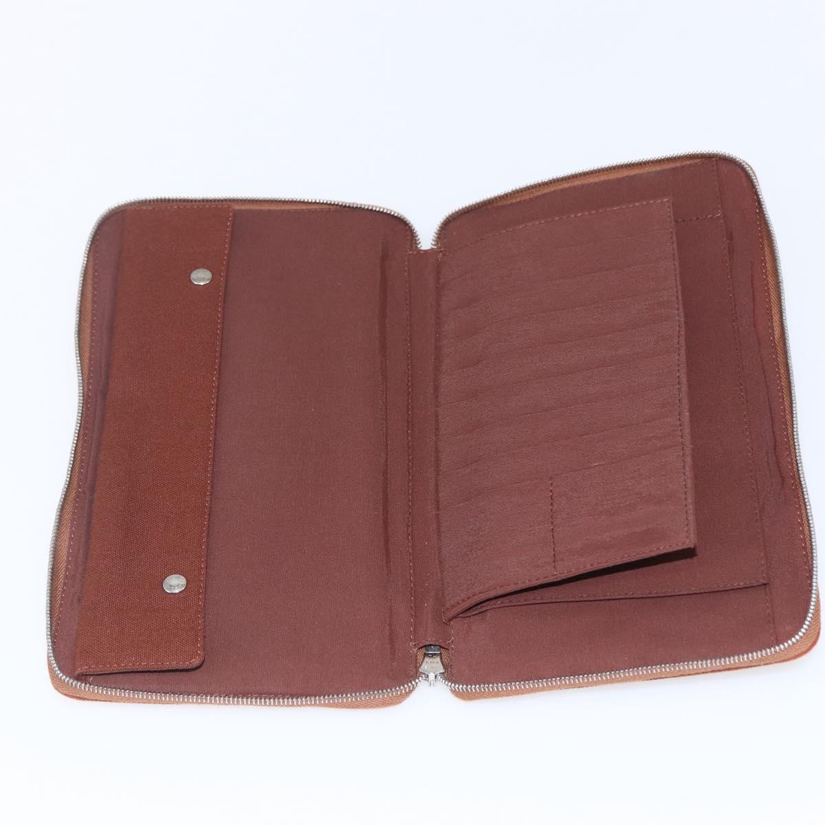 HERMES Fourre Tout Perth GM Long Wallet Canvas Brown Auth ti3699