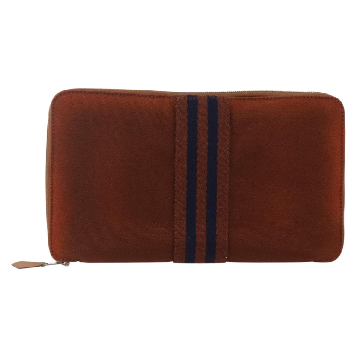 HERMES Fourre Tout Perth GM Long Wallet Canvas Brown Auth ti3699