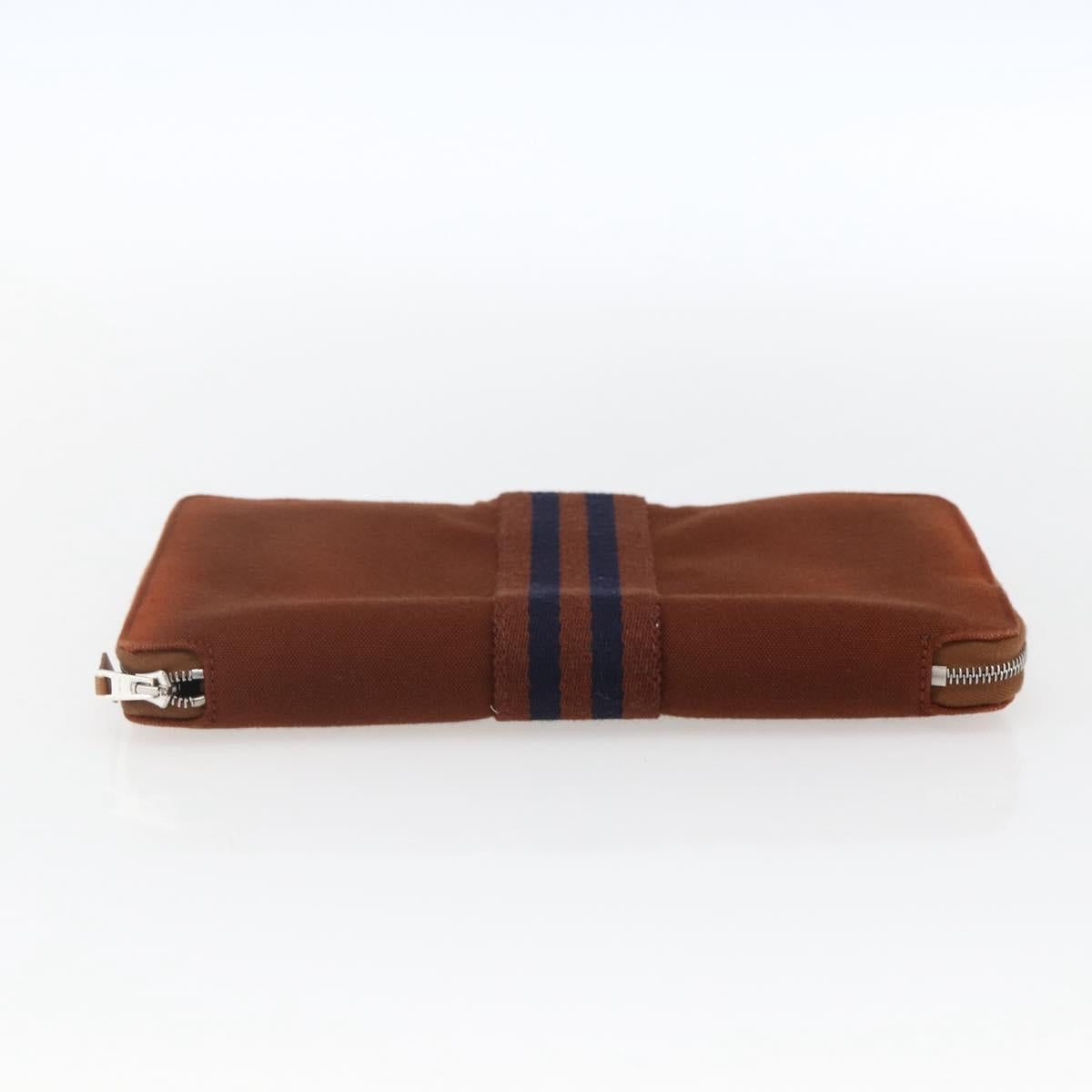 HERMES Fourre Tout Perth GM Long Wallet Canvas Brown Auth ti3699
