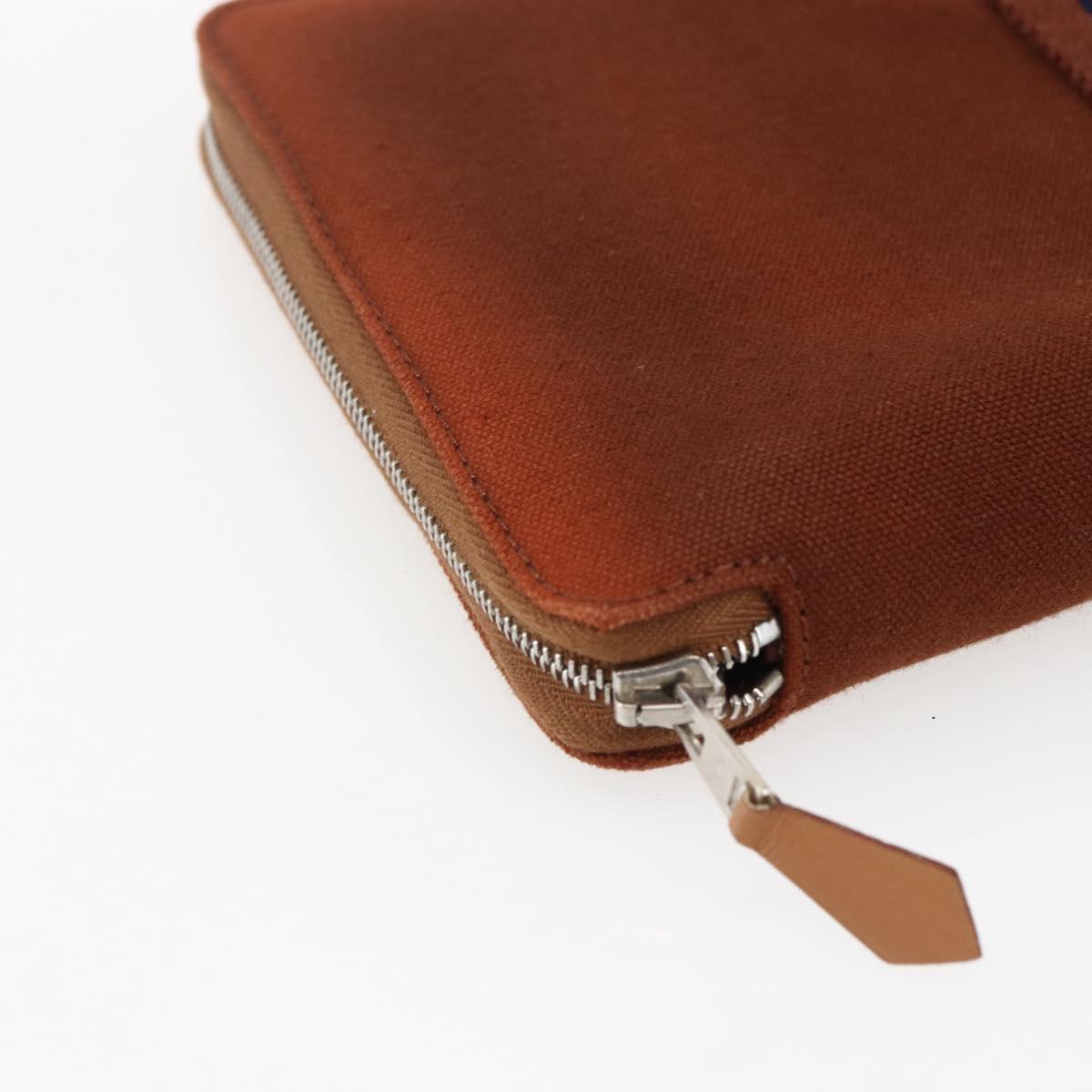 HERMES Fourre Tout Perth GM Long Wallet Canvas Brown Auth ti3699