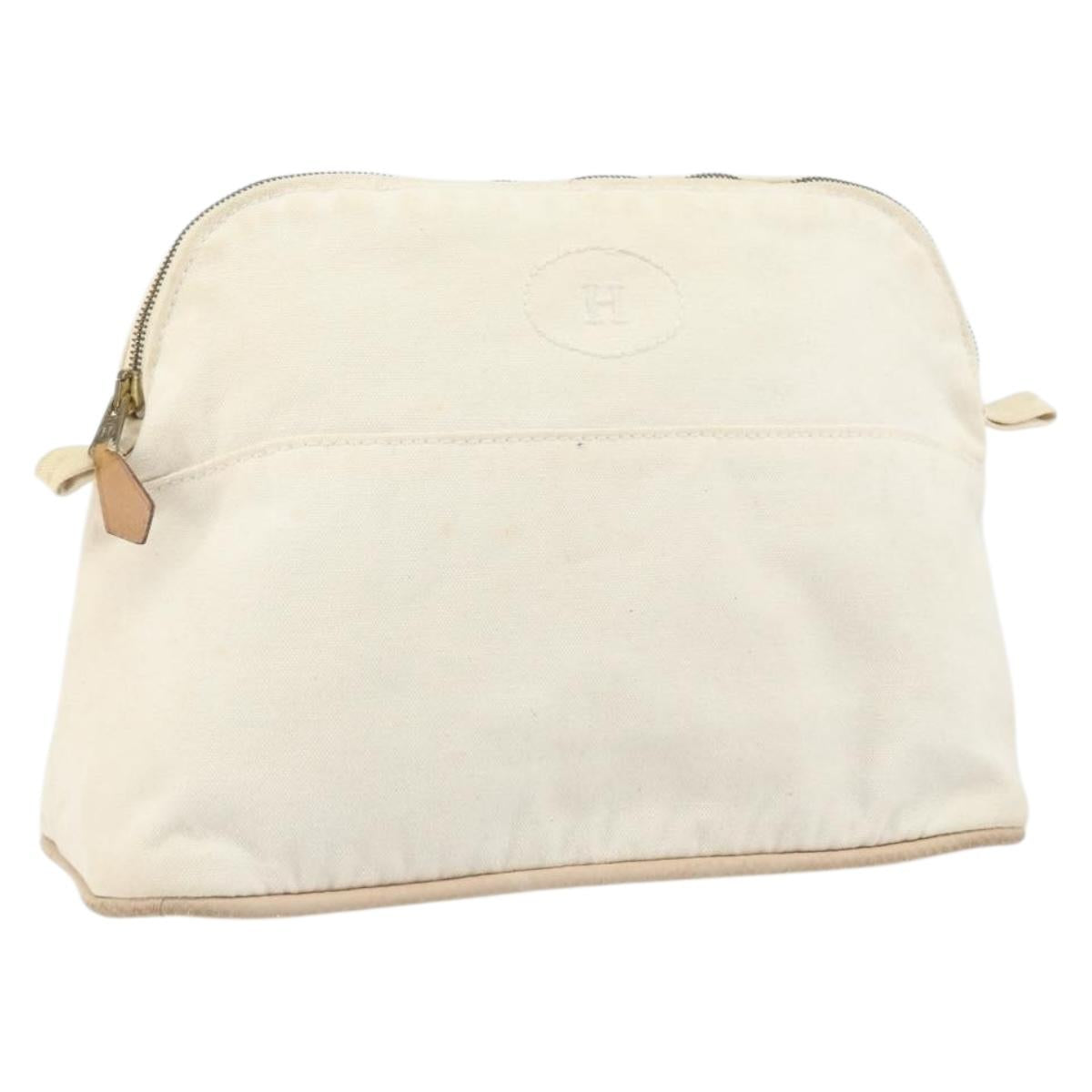 HERMES Bolide MM Pouch Canvas White Auth ti3701