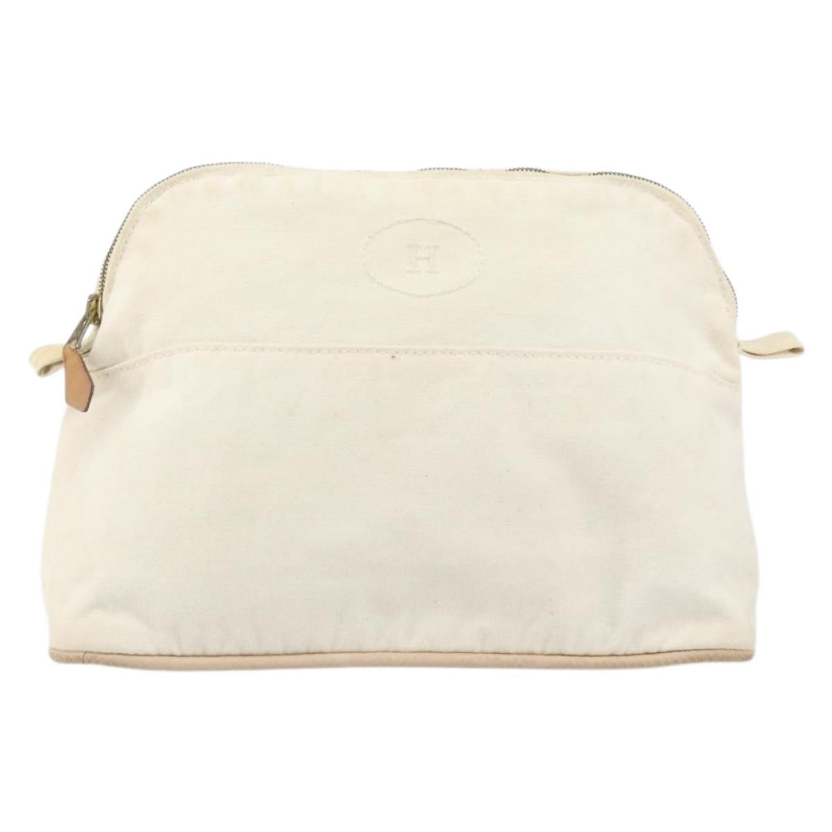 HERMES Bolide MM Pouch Canvas White Auth ti3701
