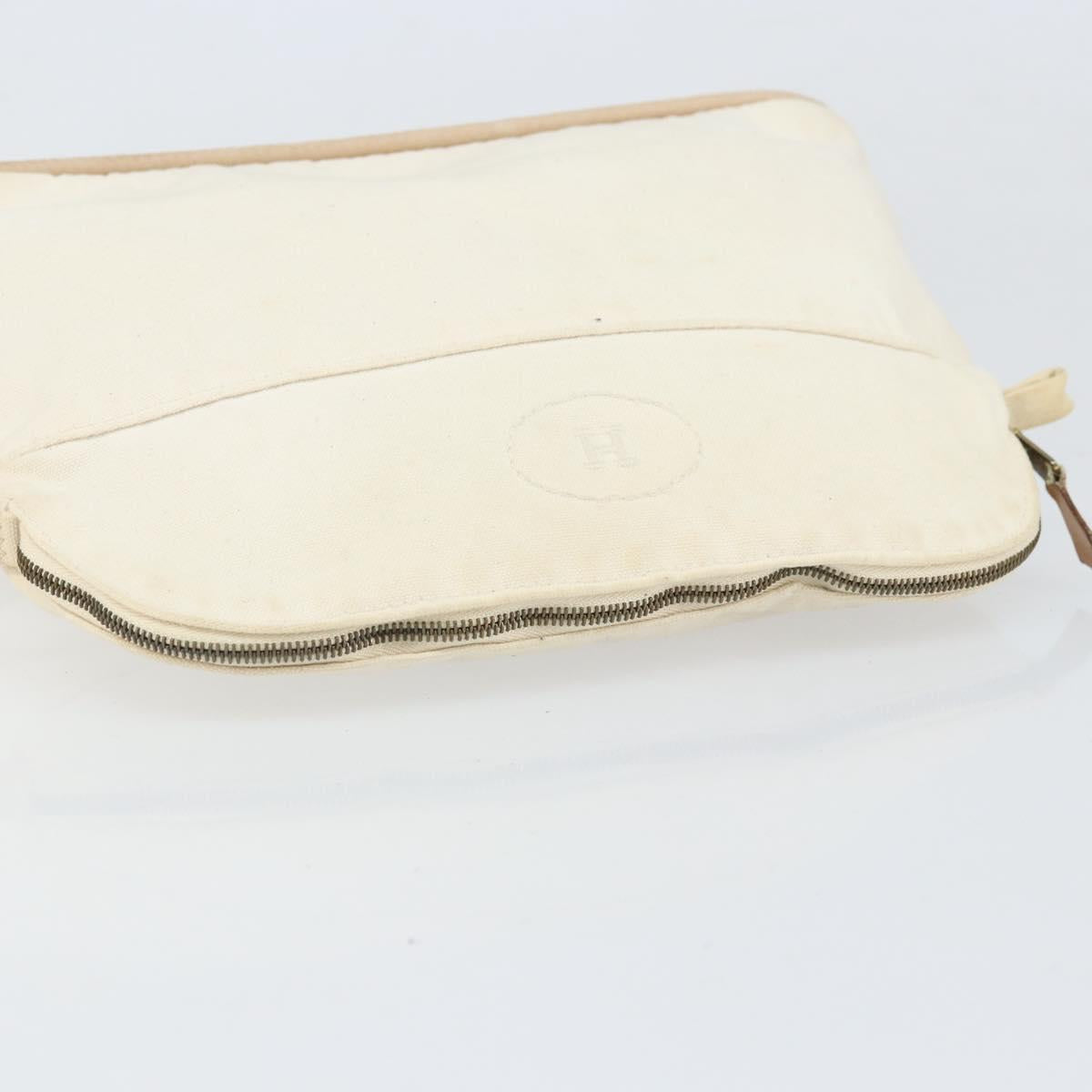 HERMES Bolide MM Pouch Canvas White Auth ti3701