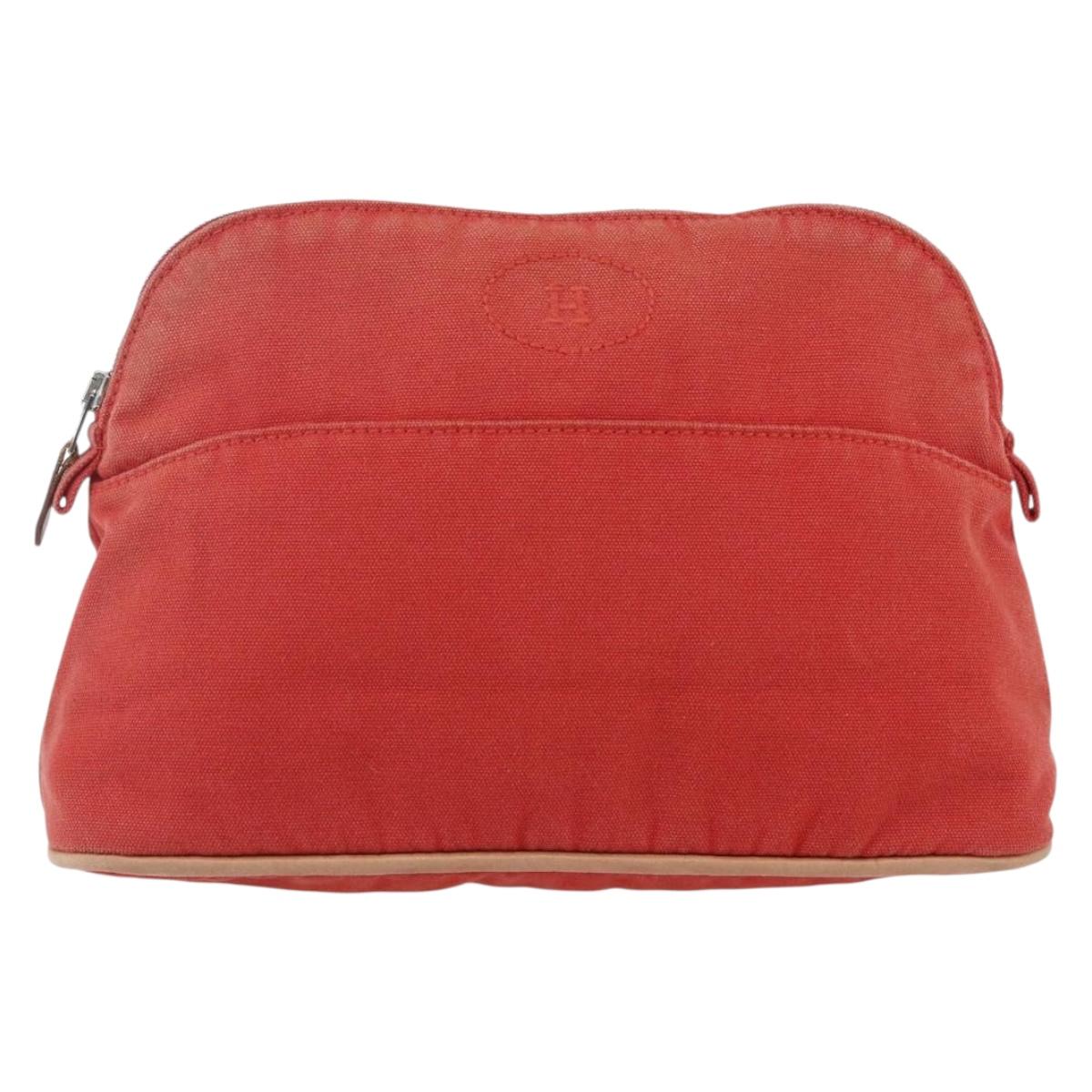 HERMES Bolide MM Pouch Canvas Red Auth ti3702