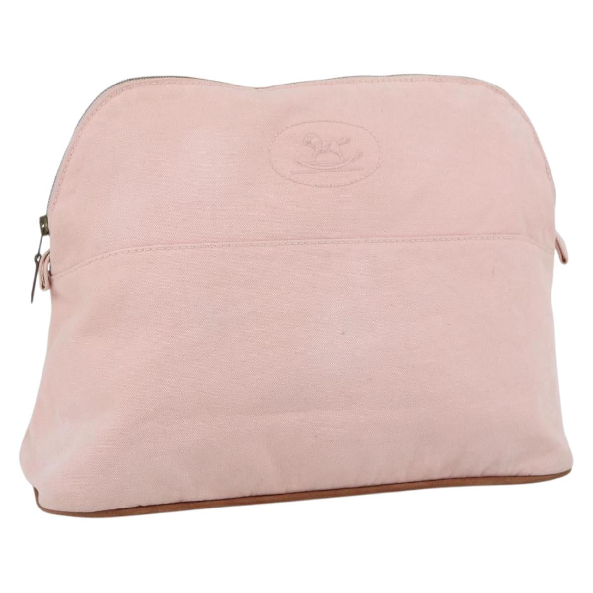 HERMES BolidePouch GM Pouch Canvas Pink Auth ti3704