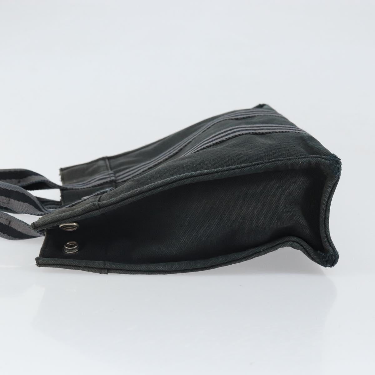 HERMES Fourre Tout PM Hand Bag Canvas Black Silver Auth ti3705