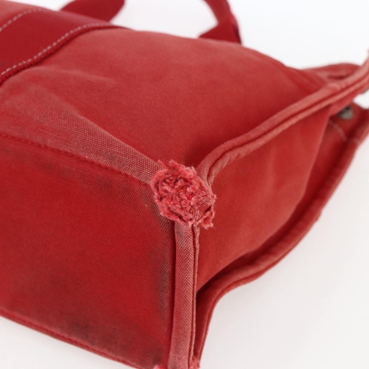 HERMES Deauville MM Hand Bag Canvas Red Auth ti3706