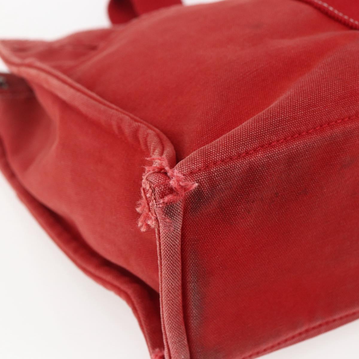HERMES Deauville MM Hand Bag Canvas Red Auth ti3706