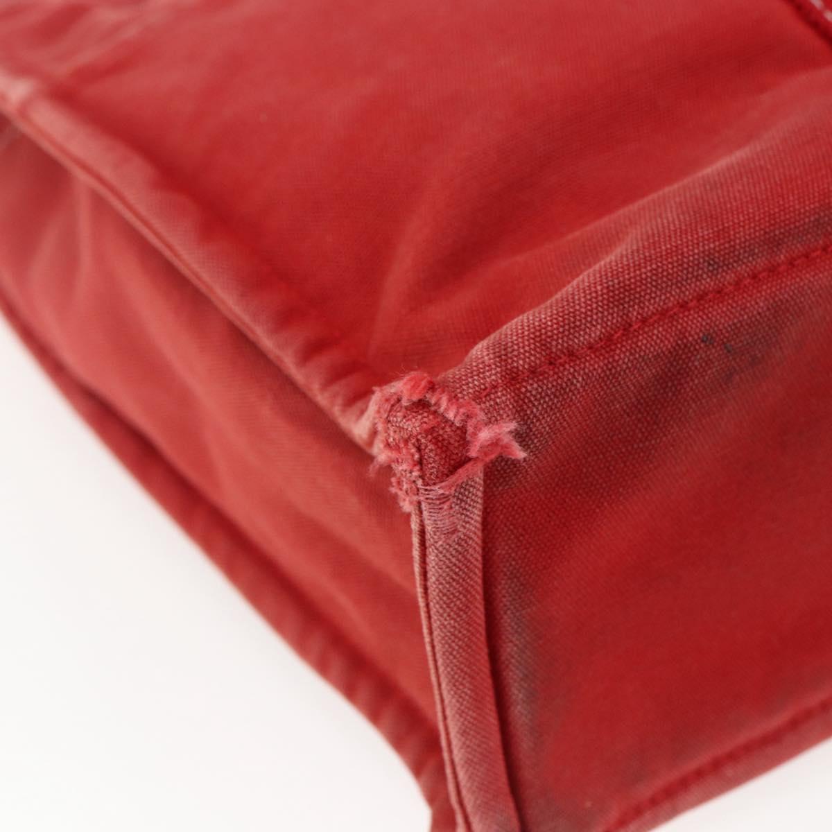 HERMES Deauville MM Hand Bag Canvas Red Auth ti3706