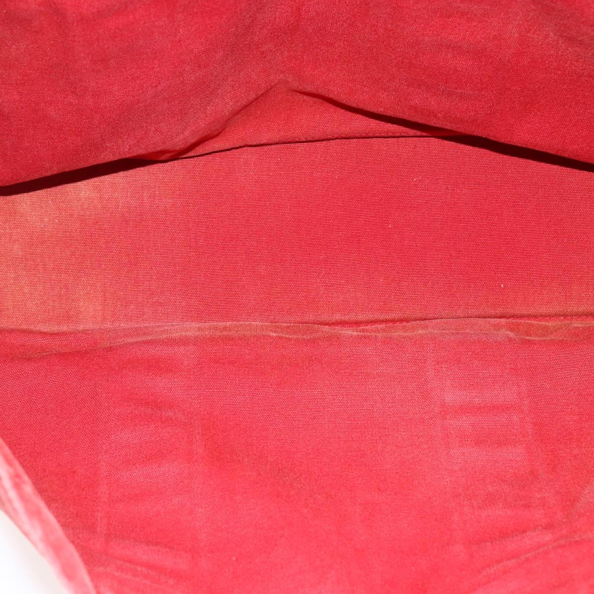 HERMES Deauville MM Hand Bag Canvas Red Auth ti3706
