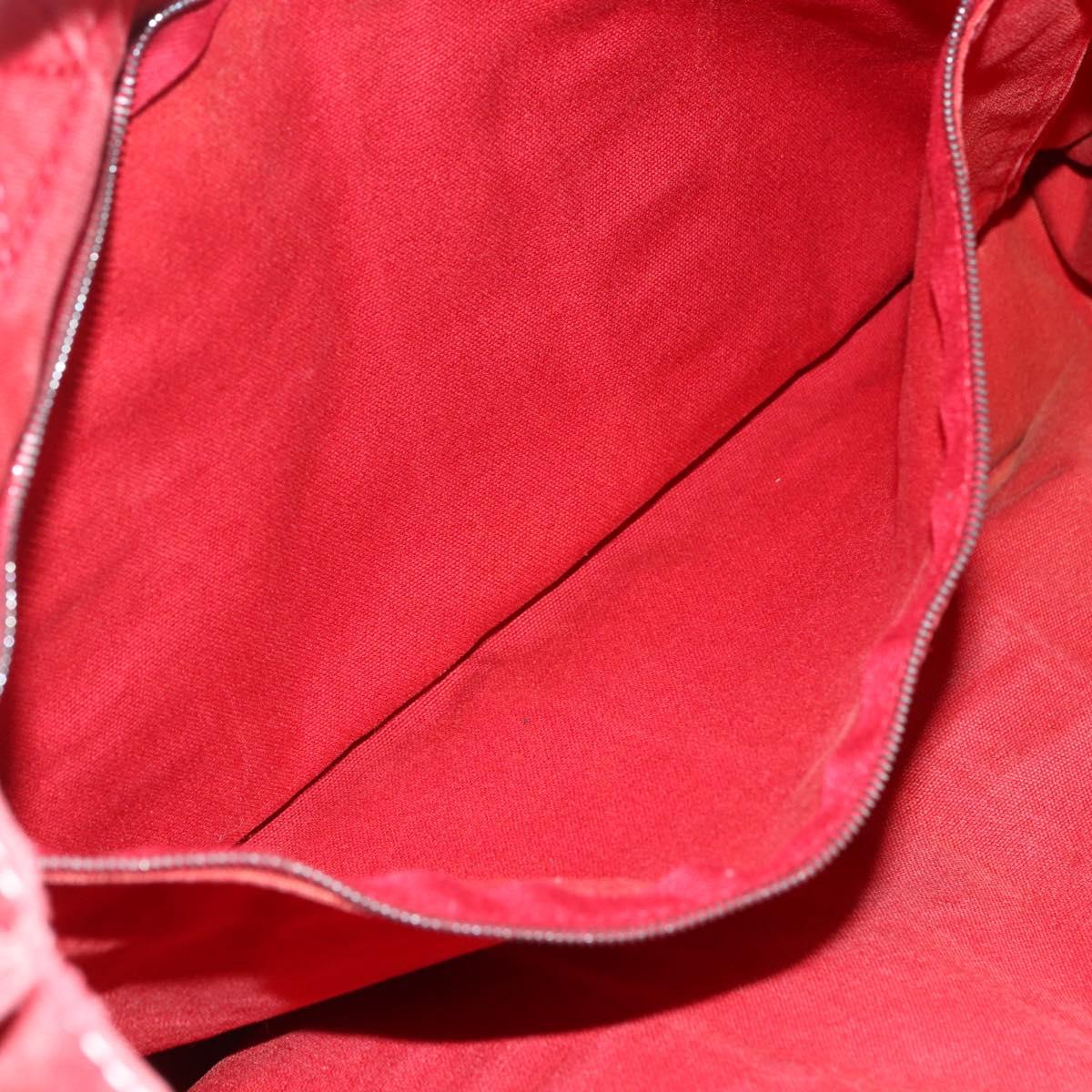 HERMES Deauville MM Hand Bag Canvas Red Auth ti3706
