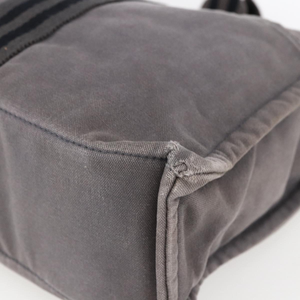 HERMES Fourre ToutMM Hand Bag Canvas Gray Silver Auth ti3707