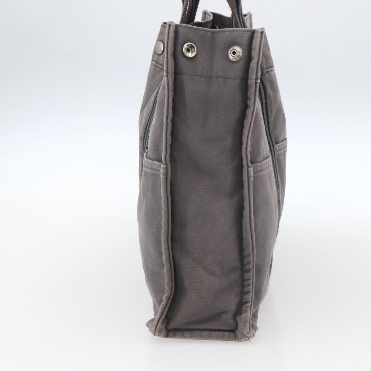 HERMES Fourre ToutMM Hand Bag Canvas Gray Silver Auth ti3707