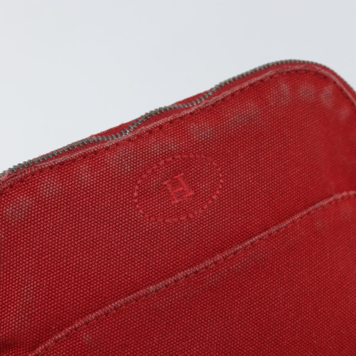 HERMES Bolide PM Pouch Canvas Red Auth ti3709