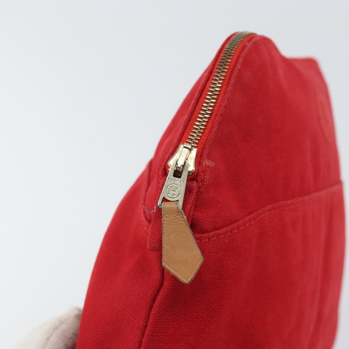 HERMES Bolide MM Pouch Canvas Red Auth ti3710