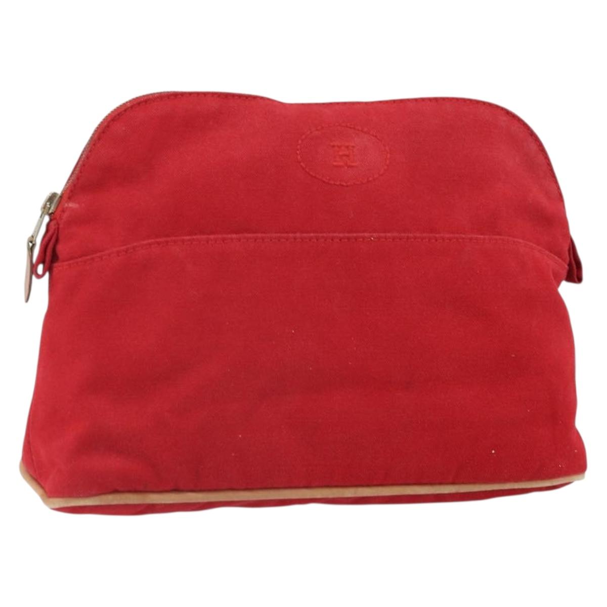 HERMES Bolide MM Pouch Canvas Red Auth ti3710