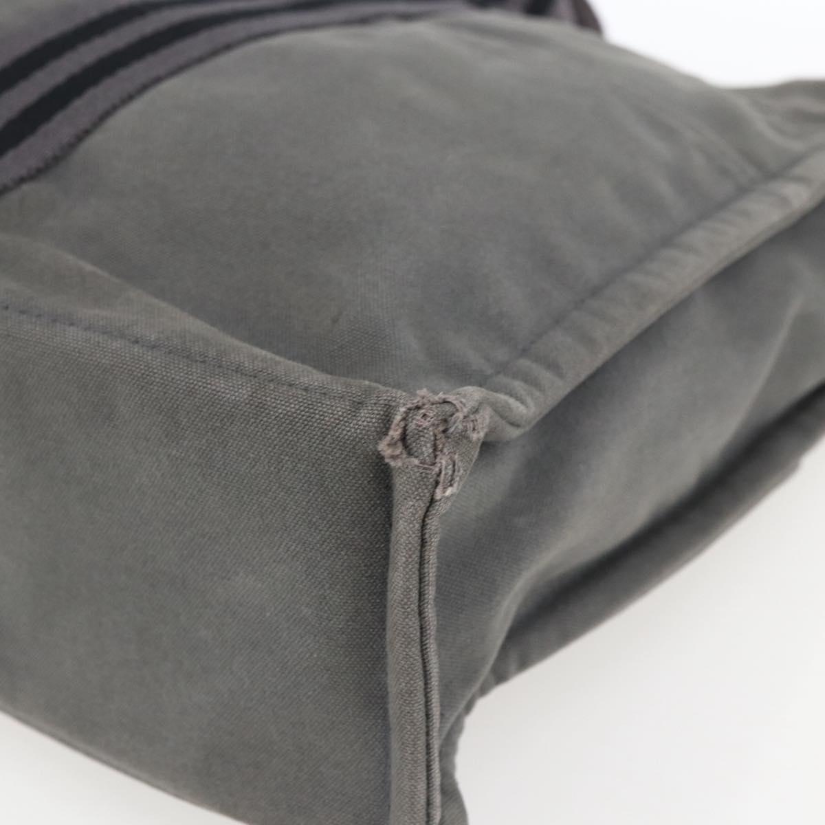 HERMES Fourre Tout MM Hand Bag Canvas Gray Silver Auth ti3711