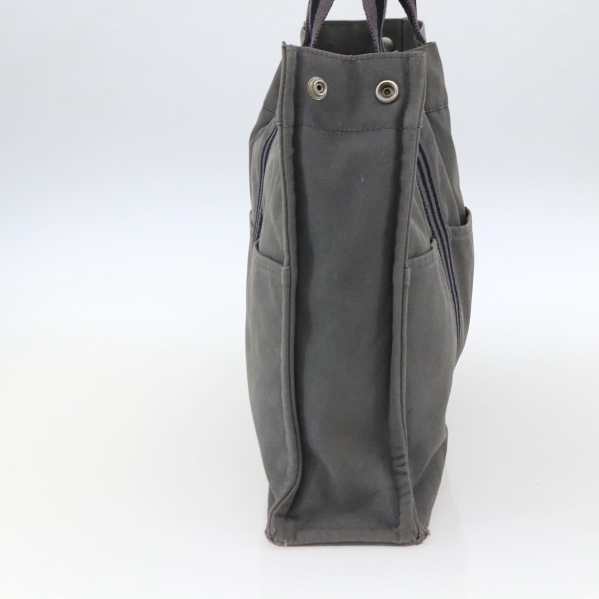 HERMES Fourre Tout MM Hand Bag Canvas Gray Silver Auth ti3711