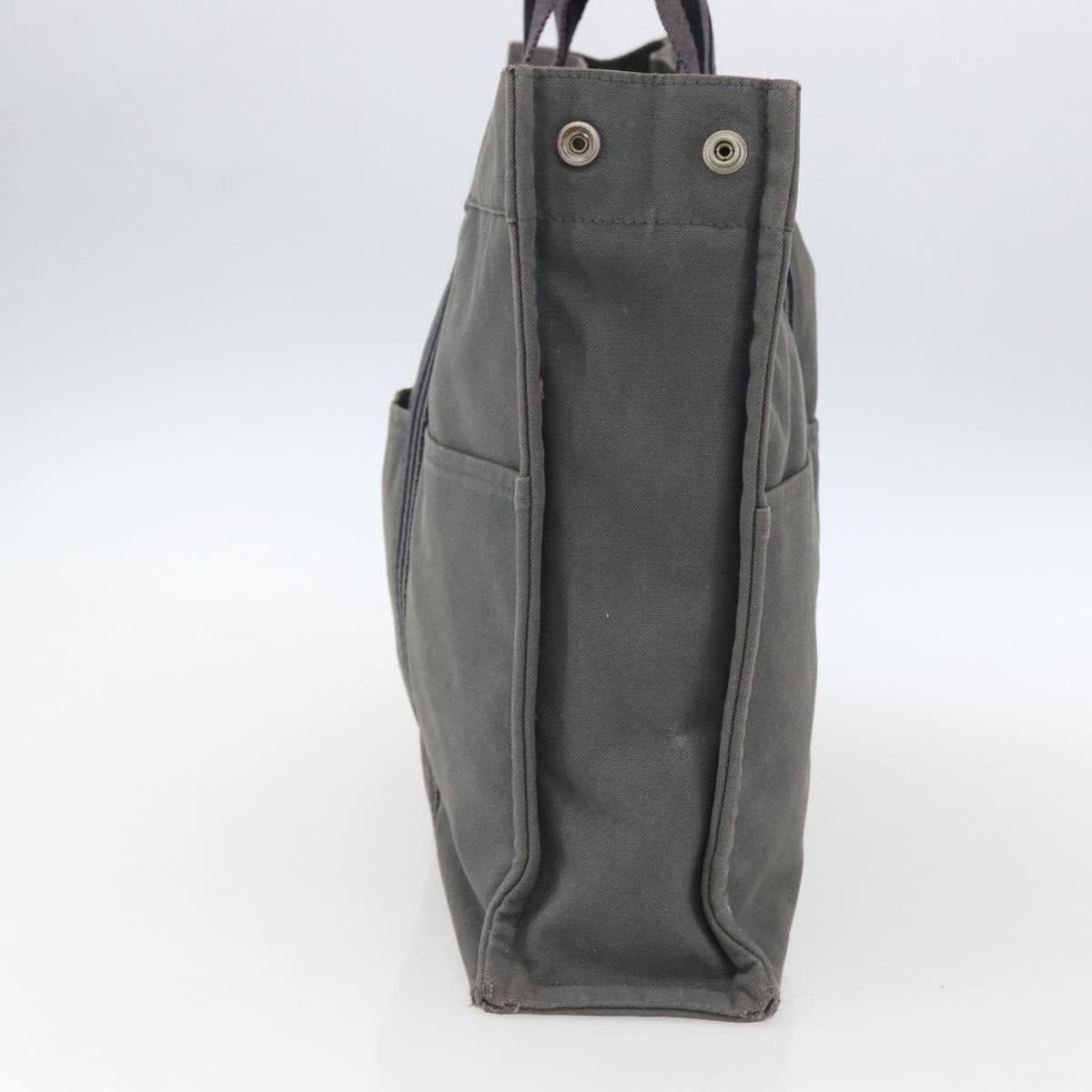HERMES Fourre Tout MM Hand Bag Canvas Gray Silver Auth ti3711