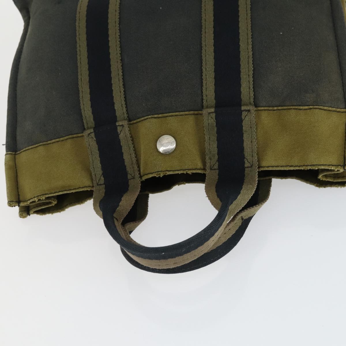 HERMES Fourre Tout Hand Bag Canvas 4 Set Gray Black Red Auth ti3714