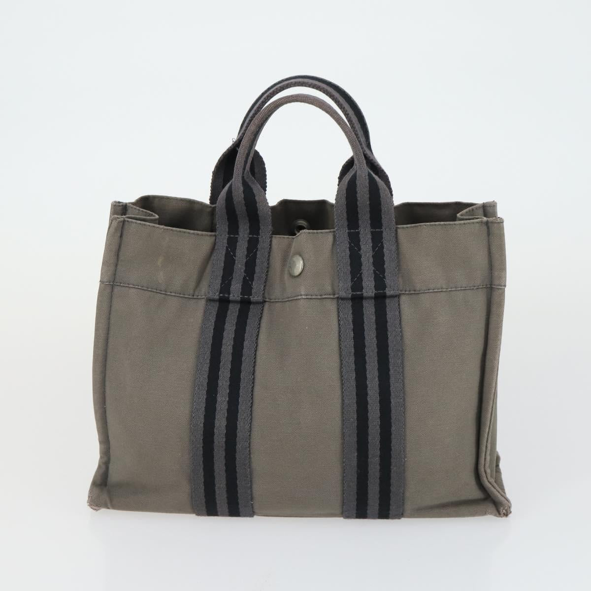 HERMES Fourre Tout Hand Bag Canvas 4 Set Gray Black Red Auth ti3714
