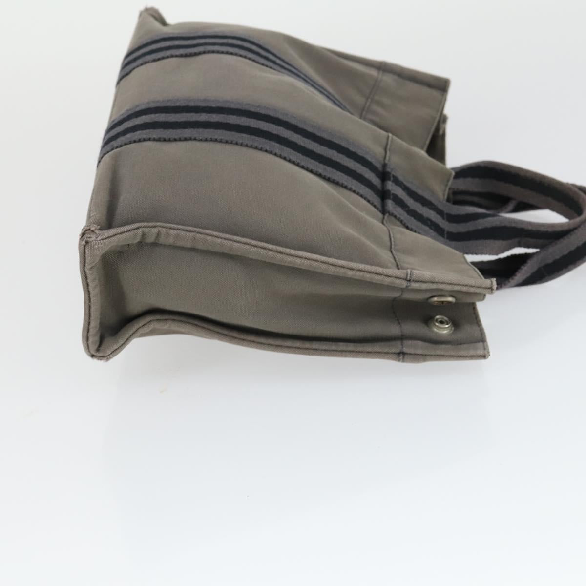 HERMES Fourre Tout Hand Bag Canvas 4 Set Gray Black Red Auth ti3714