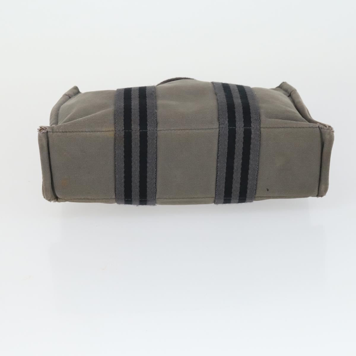 HERMES Fourre Tout Hand Bag Canvas 4 Set Gray Black Red Auth ti3714