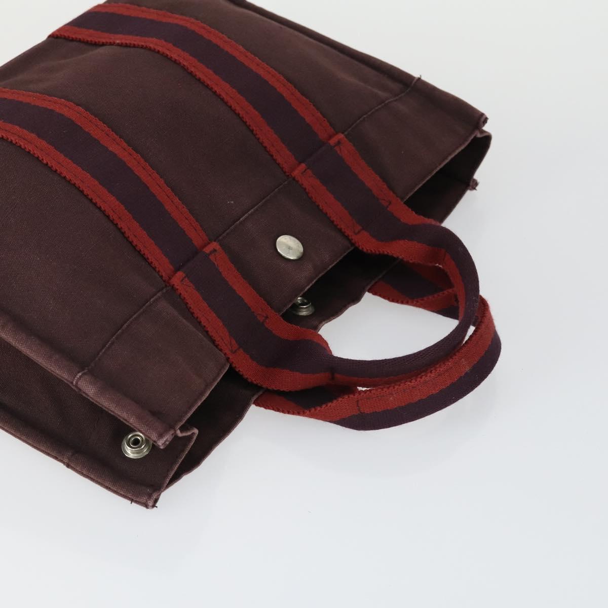 HERMES Fourre Tout Hand Bag Canvas 4 Set Gray Black Red Auth ti3714