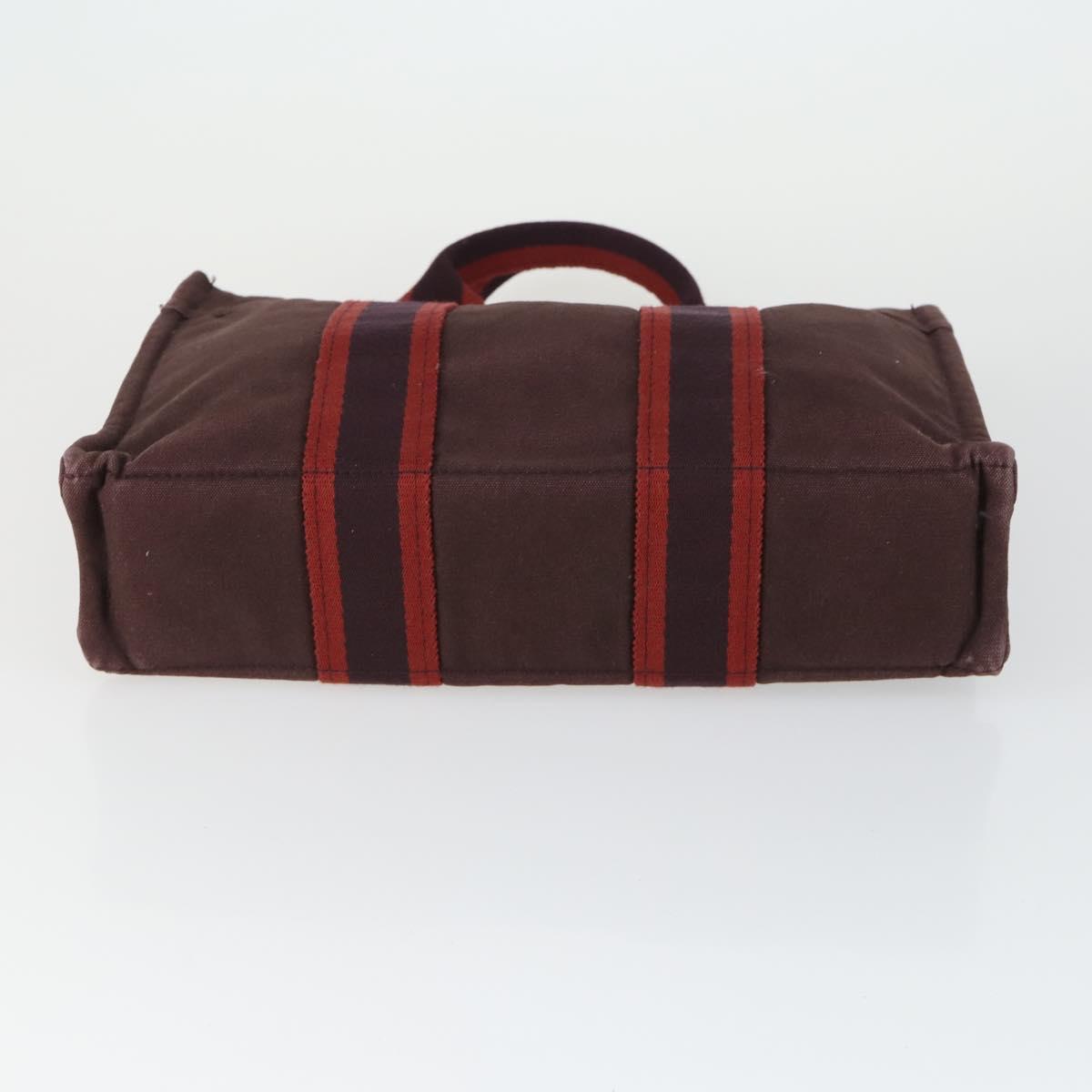 HERMES Fourre Tout Hand Bag Canvas 4 Set Gray Black Red Auth ti3714