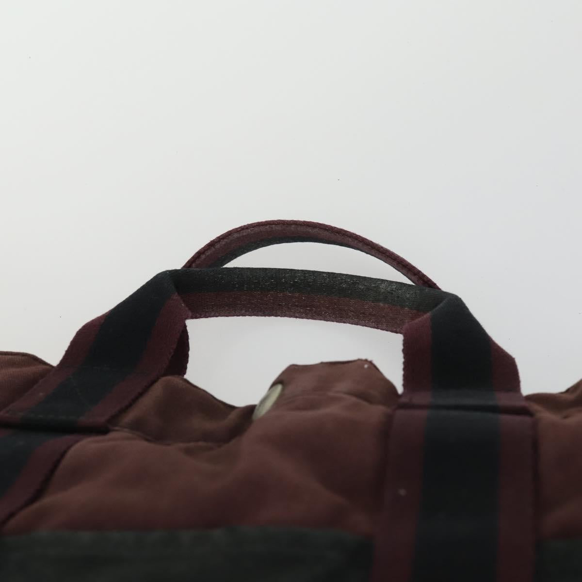 HERMES Fourre Tout Hand Bag Canvas 3 Set Beige Brown black Auth ti3717
