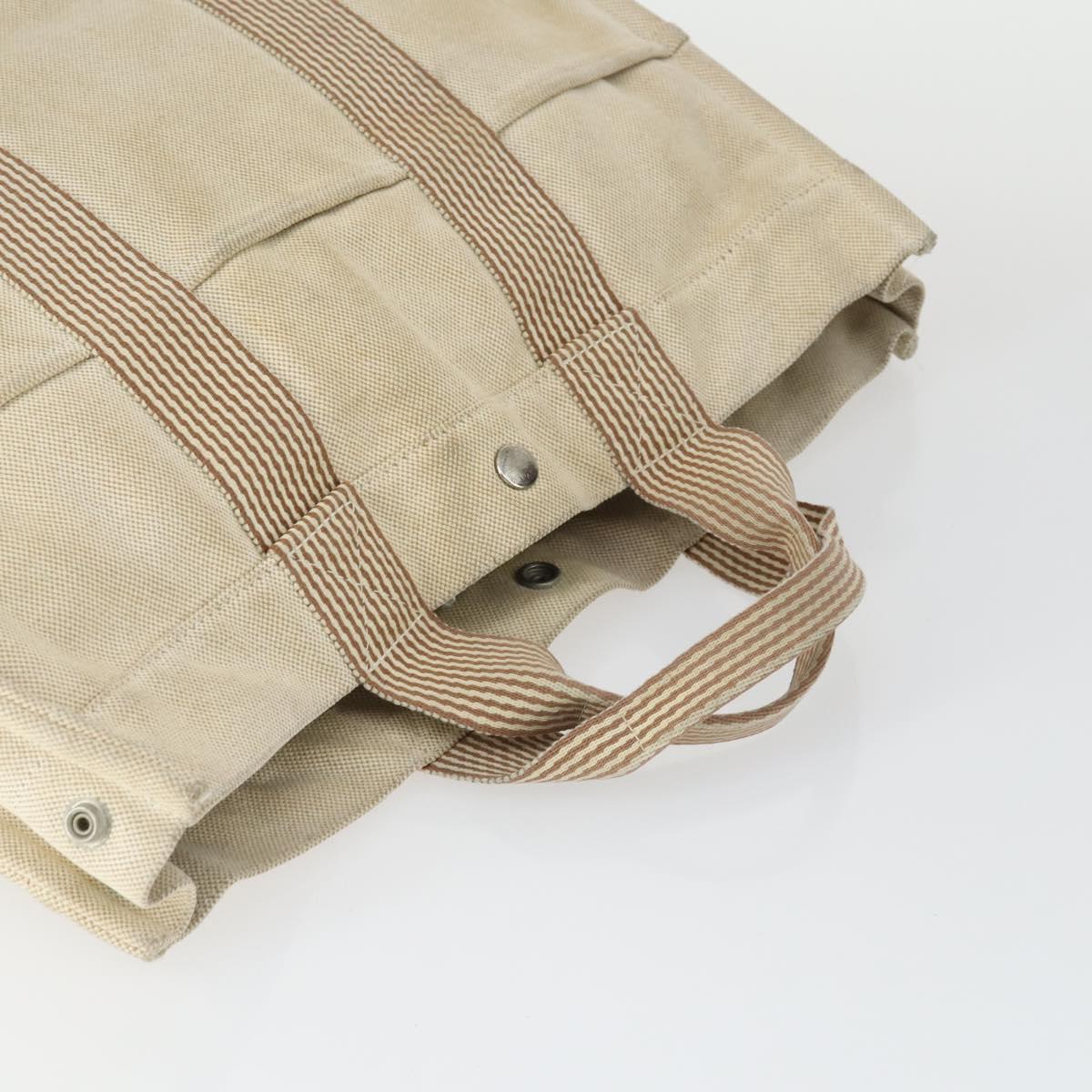 HERMES Fourre Tout Hand Bag Canvas 3 Set Beige Brown black Auth ti3717