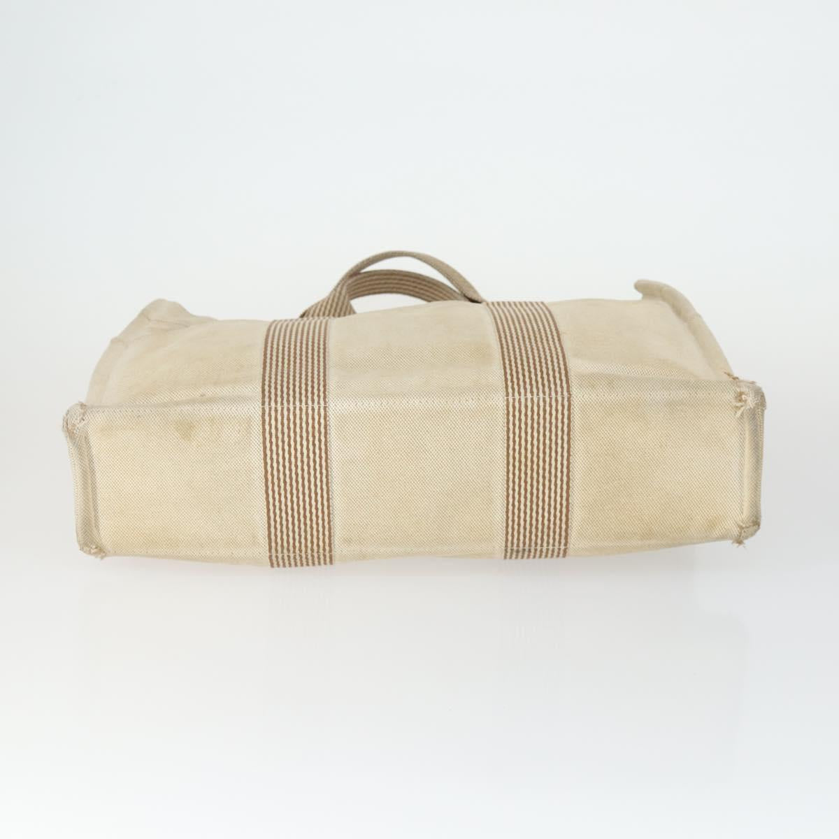 HERMES Fourre Tout Hand Bag Canvas 3 Set Beige Brown black Auth ti3717