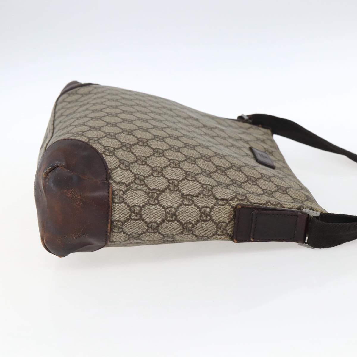 GUCCI GG Supreme Shoulder Bag PVC Beige Silver 110054 Auth ti3720