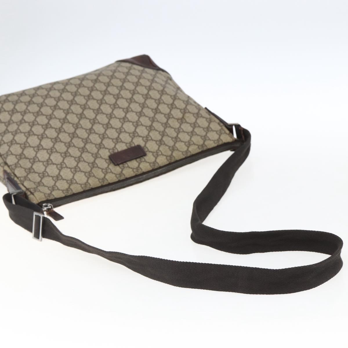 GUCCI GG Supreme Shoulder Bag PVC Beige Silver 110054 Auth ti3720