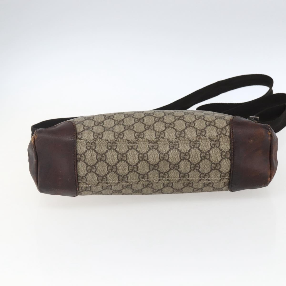 GUCCI GG Supreme Shoulder Bag PVC Beige Silver 110054 Auth ti3720