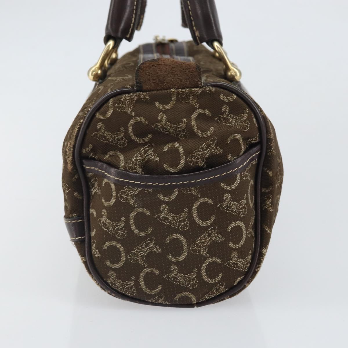 CELINE C Macadam Canvas Hand Bag Brown Gold Auth ti3721