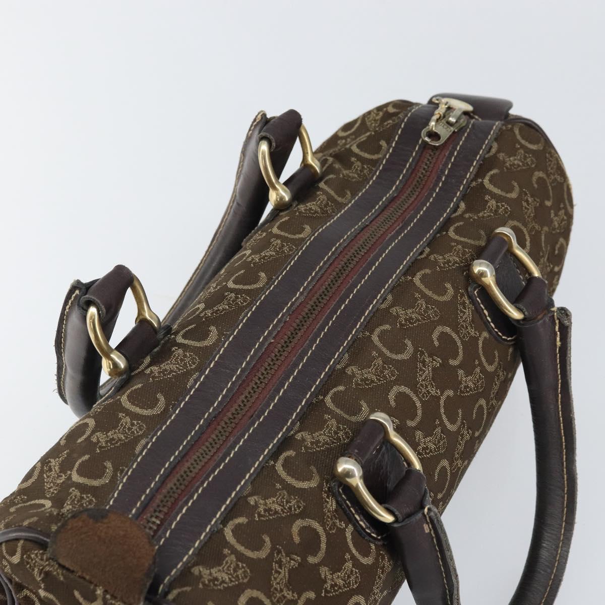 CELINE C Macadam Canvas Hand Bag Brown Gold Auth ti3721