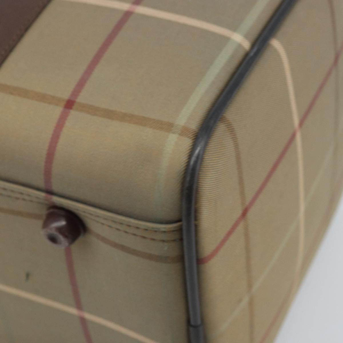 Burberrys Nova Check Boston Bag Canvas Leather Beige Gold Auth ti3722