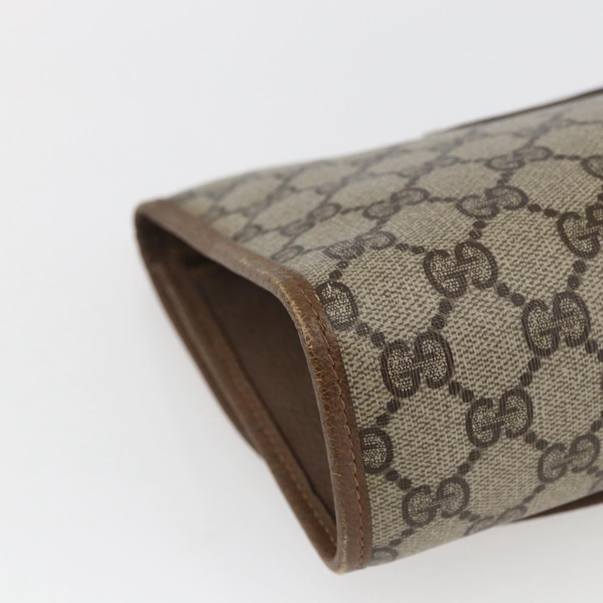 GUCCI GG Supreme Web Sherry Line Clutch Bag PVC Beige Gold 89 01 030 Auth ti3723
