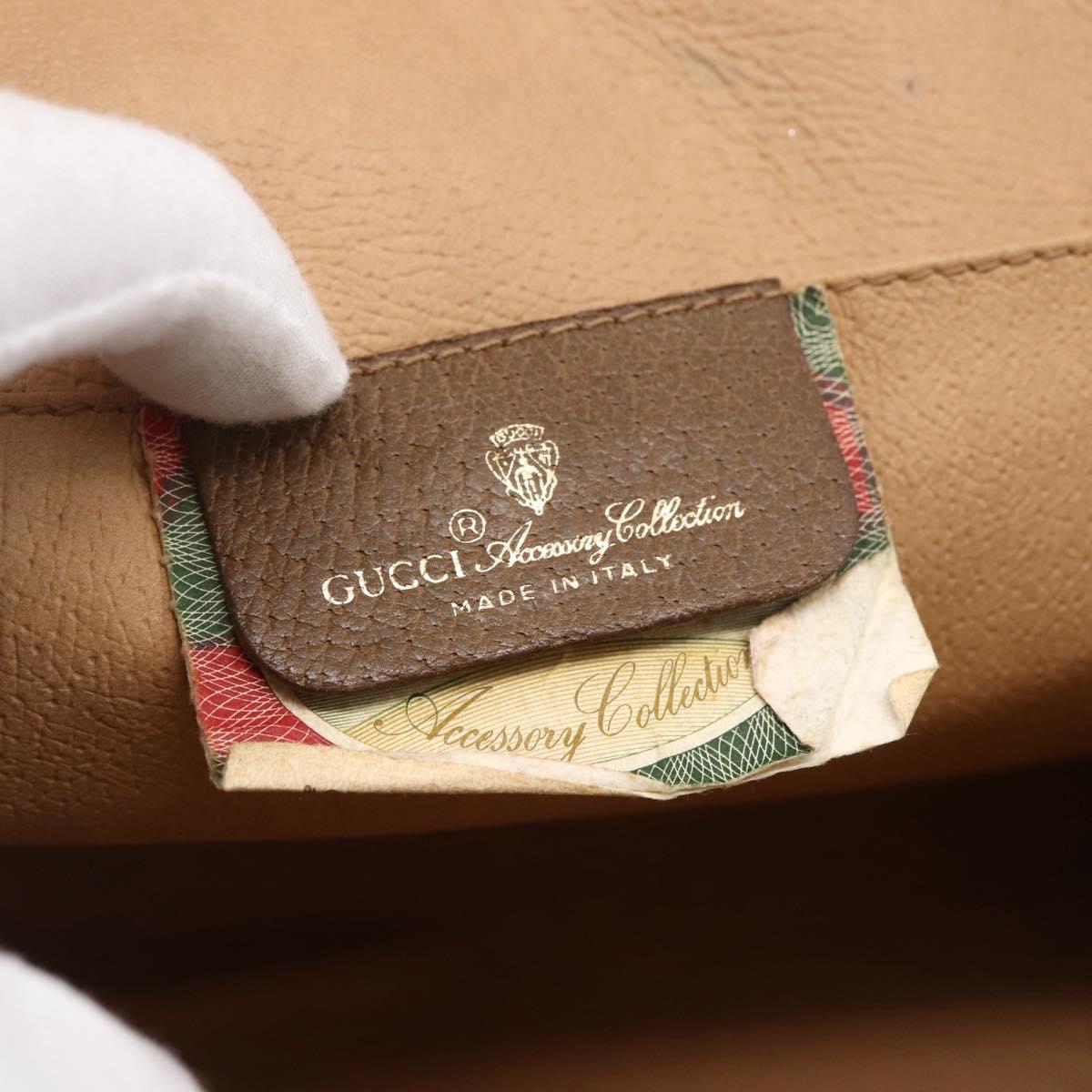 GUCCI GG Supreme Web Sherry Line Clutch Bag PVC Beige Gold 89 01 030 Auth ti3723