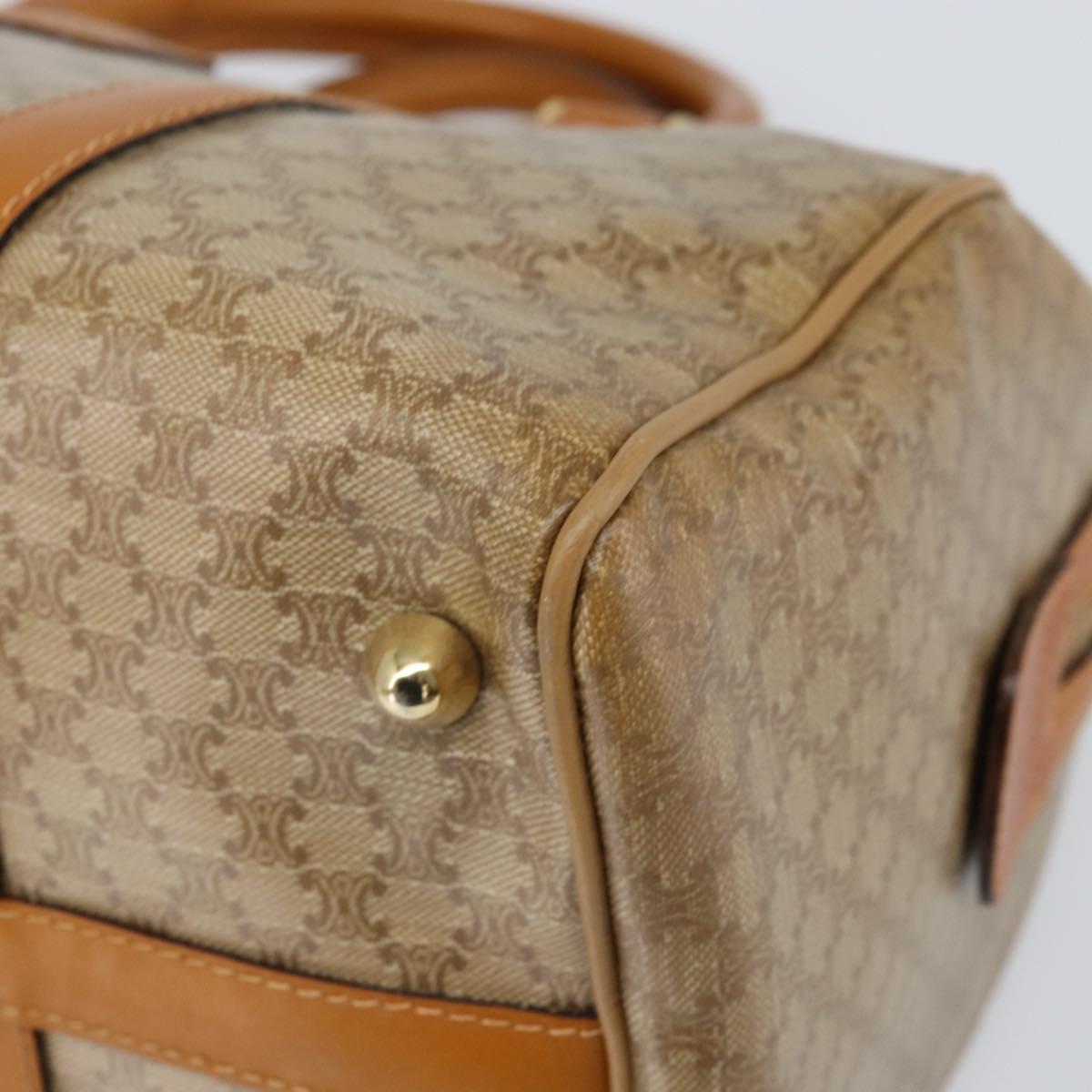CELINE Macadam Canvas Hand Bag PVC Beige Gold Auth ti3725