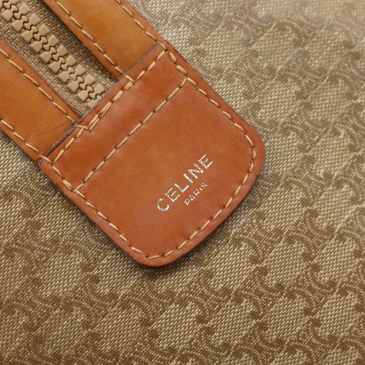 CELINE Macadam Canvas Hand Bag PVC Beige Gold Auth ti3725