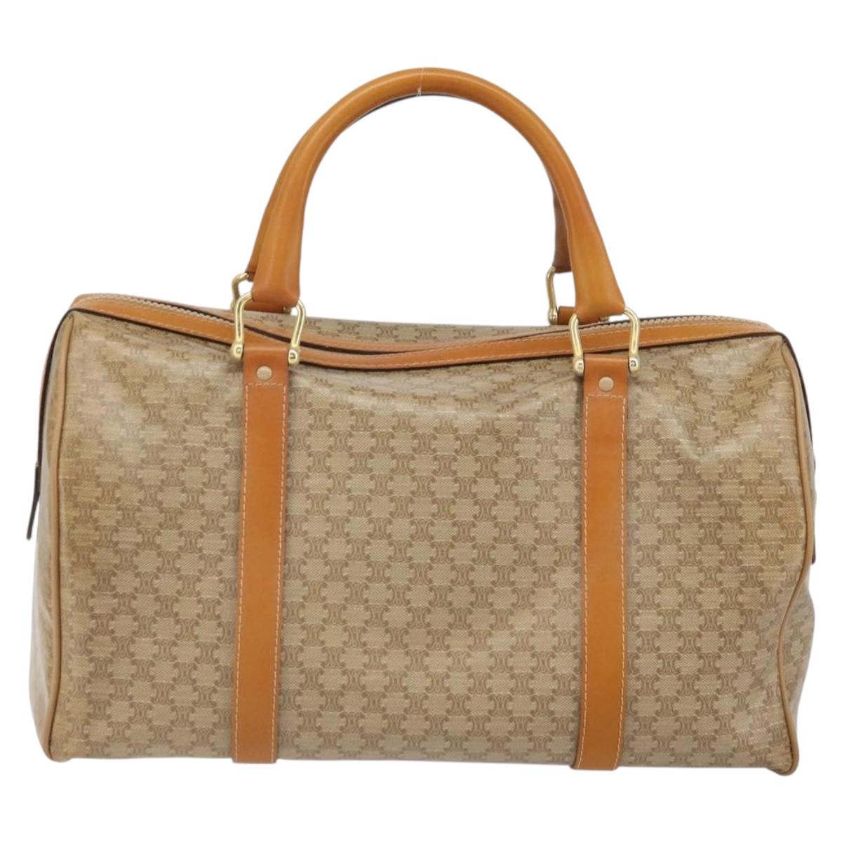 CELINE Macadam Canvas Hand Bag PVC Beige Gold Auth ti3725