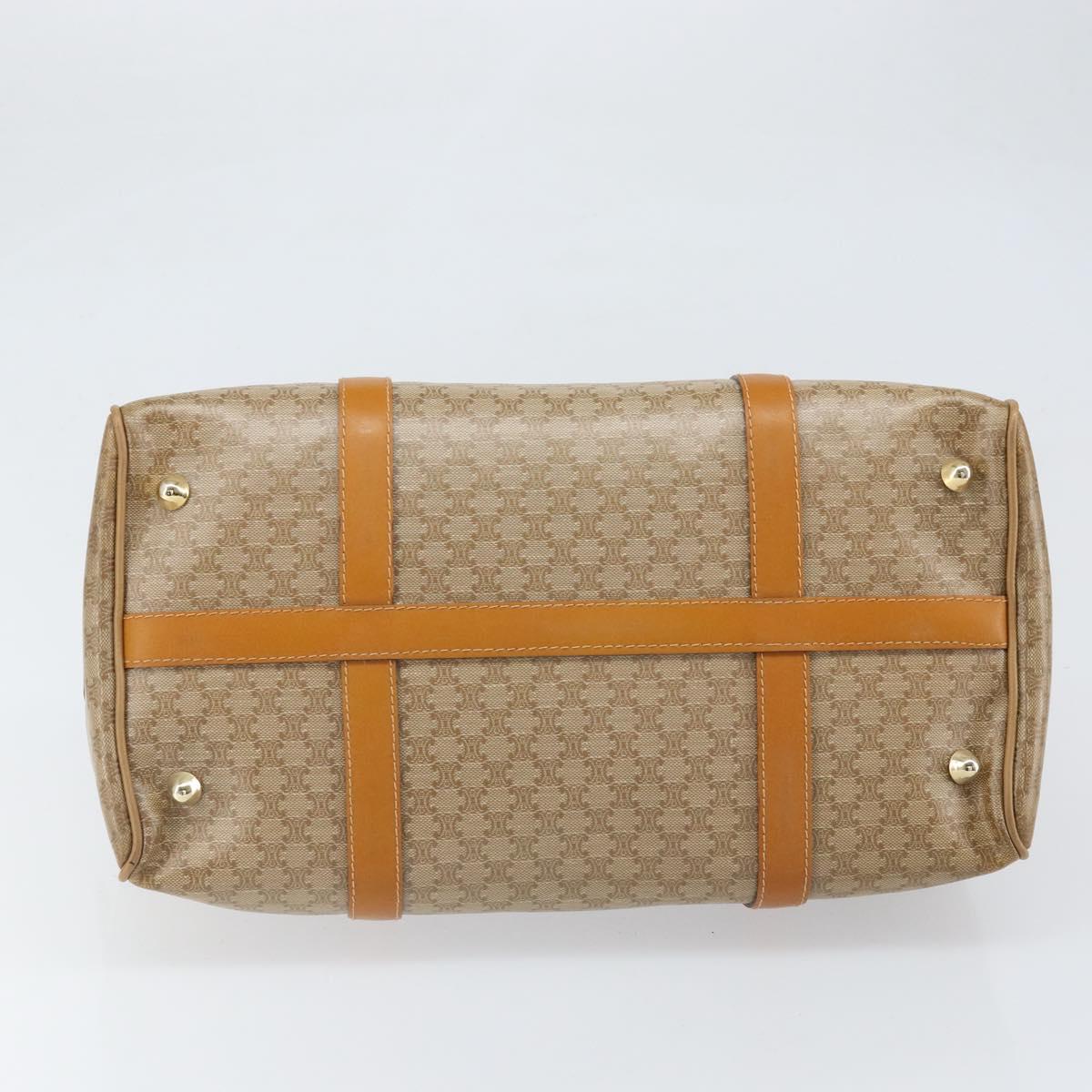 CELINE Macadam Canvas Hand Bag PVC Beige Gold Auth ti3725